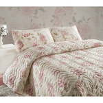 Lagani krem ​​prošivenii prekrivač za bračni krevet s jastučnicama Care, 200 x 220 cm