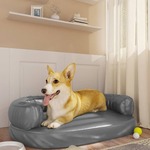 vidaXL Ergonomski pjenasti krevet za pse sivi 75 x 53 cm umjetna koža
