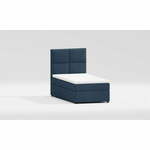 Tamno plavi tapecirani krevet s prostorom za odlaganje s podnicom 80x200 cm Lena – Ropez
