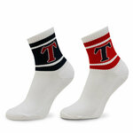 Set od 2 para unisex visokih čarapa Tommy Jeans 701228093 Bijela