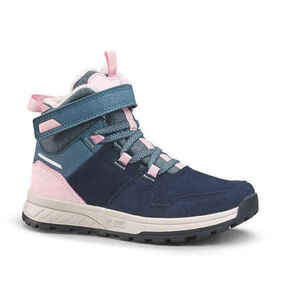 Cipele za planinarenje SH500 vodootporne tople kožne na čičak dječje vel. 24-34
