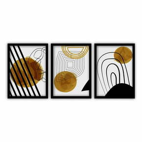 Set od 3 slike u crnim okvirima Vavien Artwork Abstract Lines