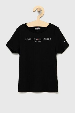 Dječja pamučna majica kratkih rukava Tommy Hilfiger boja: crna - crna. Dječja majica iz kolekcije Tommy Hilfiger. Model izrađen od pamučnog materijala.