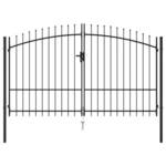 Dvostruka vrata za ogradu sa šiljcima na vrhu 3 x 2 m crna