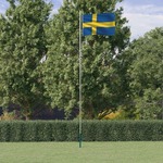 Švedska zastava i jarbol 6 23 m aluminijski