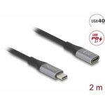 Kabel DELOCK, USB-C 4.0 (M) na USB-C (Ž), 2m, crni 81202