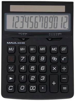 Maul ECO 850 džepni kalkulator crna Zaslon (broj mjesta): 12 solarno napajanje (Š x V x D) 126 x 174 x 35 mm