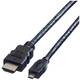 Value HDMI priključni kabel HDMI A utikač, HDMI Micro D utikač 2.00 m crna 11.99.5581 sa zaštitom HDMI kabel