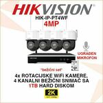 HIKVISION BEŽIČNI WIFI SET SA 4 ROTACIJSKE KAMERE 4MP HIK-IP-PT4/WF