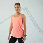 Majica bez rukava za trčanje Kiprun Run 500 s grudnjakom ženska koraljna