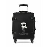 Karl Lagerfeld Kovčeg na kotače 'Ikonik Mix' crna / bijela