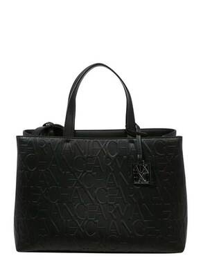 Torba Armani Exchange boja: crna - crna. Velika torba iz kolekcije Armani Exchange. na kopčanje izrađen od ekološke kože.