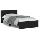 Okvir kreveta s uzglavljem i LED svjetlima crni 100 x 200 cm