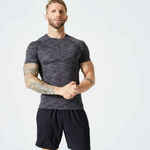 Majica kratkih rukava za bodybuilding kompresijska muška siva