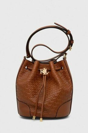 Kožna torba Lauren Ralph Lauren boja: smeđa - smeđa. Srednje veličine torba iz kolekcije Lauren Ralph Lauren. Model na kopčanje