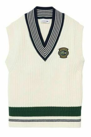 Ženski prsluk Lacoste Heavy Knit Badge Tennis Sweater - white/navy blue/green