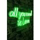 Ukrasna plastična LED rasvjeta, All You Need is Love - Green