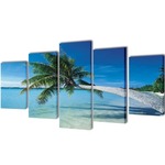 vidaXL Zidne Slike na Platnu s Printom Pješčane Plaže i Palme 200 x 100 cm