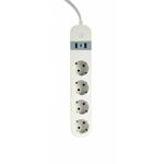 Gembird Smart power strip with USB charger, 4 sockets, white