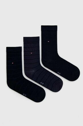 Set od 3 pari ženskih visokih čarapa Tommy Hilfiger 701220262 Navy 001