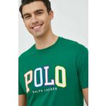 Pamučna majica Polo Ralph Lauren , boja: zelena, s aplikacijom - zelena. Lagana majica kratkih rukava iz kolekcije Polo Ralph Lauren. Model izrađen od tanke, elastične pletenine.