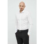 Košulja Calvin Klein za muškarce, boja: bijela, slim, s klasičnim ovratnikom - bijela. Košulja iz kolekcije Calvin Klein. Model izrađen od tkanine s uzorkom. Ima klasični, lagano učvršćeni ovratnik. Visokokvalitetni, udobni materijal.