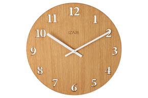 IZARI sat s numeričkim brojčanikom hrast 34 cm - bijele kazaljke