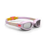 Naočale za plivanje Soft 100 veličina S s prozirnim staklima svijetloljubičaste-koraljno ružičaste
