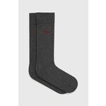 Čarape HUGO za muškarce, boja: siva - siva. Visoke čarape iz kolekcije HUGO. Model izrađen od elastičnog, glatkog materijala. U setu dva para.