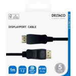 DELTACO DisplayPort cable, 4K UHD, 21.6 Gb/s, 1m, black