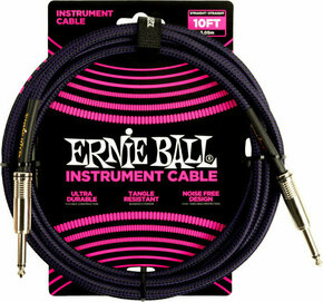 Ernie Ball Braided Straight Straight Inst Cable Crna-Ljubičasta 3 m Ravni - Kutni
