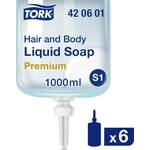 Tork tekući sapun za kosu i tijelo, šampon i gel za tuširanje, S1 dozator, vrhunske kvalitete, 1 x 1000 ml 420601 TORK Hair and Body 420601 tekući sapun 1 l 6 St.
