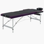 vidaXL Sklopivi masažni stol s 3 zone aluminijski crno-ljubičasti