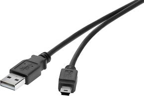 Renkforce USB 2.0 priključni kabel [1x muški konektor USB 2.0 tipa a - 1x muški konektor USB 2.0 tipa mini b] 30.00 cm crna pozlaćeni kontakti Renkforce USB kabel USB 2.0 USB-A utikač