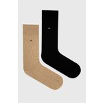 Čarape Tommy Hilfiger 2-pack za muškarce, boja: smeđa - smeđa. Visoke čarape iz kolekcije Tommy Hilfiger. Model izrađen od elastičnog materijala. U setu dva para.