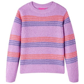 VidaXL Dječji džemper prugasti pleteni ljubičasto-ružičasti 140
