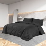 Set posteljine za poplun crni 240 x 220 cm pamučni