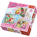 Disney Princeze i njihove životinje 3u1 puzzle - Trefl