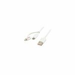 Roline USB2.0 kabel za punjenje i prijenos podataka TIP A(M) na Micro B(M) + Lightning(M),1.0m bijeli