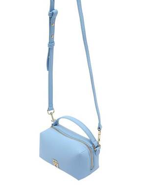 Torba Tommy Hilfiger - plava. Mala torba iz kolekcije Tommy Hilfiger. na kopčanje model izrađen od ekološke kože.