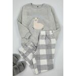Trendyol Curve Gray Wellsoft Llama Patterned Knitted Pajama Set siva