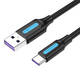 USB 2.0 A na USB-C 5A kabel Vention CORBH 2m crne vrste PVC