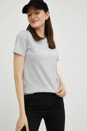 Calvin Klein boja: siva - siva. Majica kratkih rukava iz kolekcije Calvin Klein. Model izrađen od tanke
