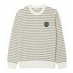 Muška sportski pulover Lacoste Badge Crew Neck Striped Cotton Sweater - white/beige/black/green
