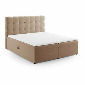 Svjetlo smeđi boxspring krevet s prostorom za odlaganje 180x200 cm Bali – Cosmopolitan Design