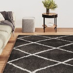 vidaXL Čupavi tepih s visokim vlaknima krem i antracit 160 x 230 cm