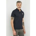 Polo majica Karl Lagerfeld za muškarce, boja: tamno plava, s aplikacijom - mornarsko plava. Polo majica iz kolekcije Karl Lagerfeld. Model izrađen od pletiva s aplikacijom.