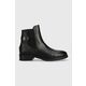Kožne gležnjače Tommy Hilfiger Th Leather Flat Boot za žene, boja: crna, ravna potpetica - crna. Gležnjače iz kolekcije Tommy Hilfiger. Model izrađen od kombinacije prirodne kože i tekstilnog materijala.