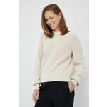 Pamučni pulover GAP za žene, boja: bež, lagani - bež. Pulover iz kolekcije GAP. Model s okruglim izrezom, izrađen od pamučne pletenine.