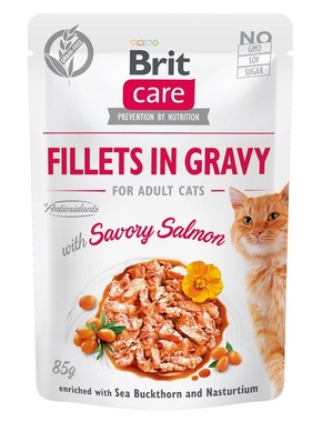 Brit Care Cat Fillets in Gravy - Salmon 24 x 85 g